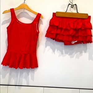Two piece red bathing suit